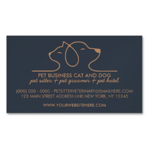 Dog Cat Simple Line Logo Veterinary Pet Magnetisch Visitekaartje