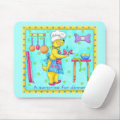 Dog Chef Koking Dinner Art Turquoise Mousepad Muismat (Met muis)