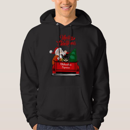 Dog Chihuahua met kerstbedekking in rode oprijplaa Hoodie (Voorkant)