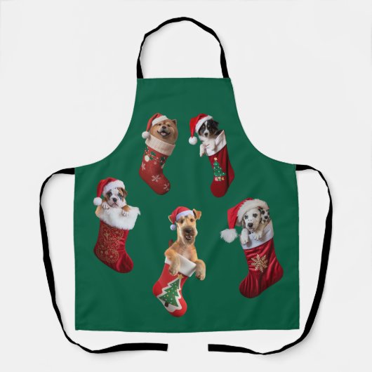 Dog Christmas Stocking Apron Schort (Voorkant)