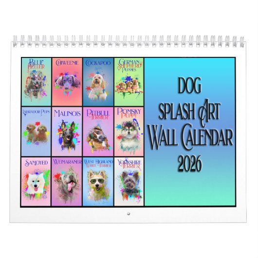 Dog Colourful Splash Art Wall Calendar 2026 Kalender (Hoes)