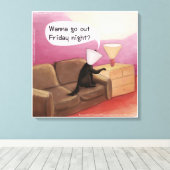 Dog Cone Dating Funny Cartoon Canvas Afdrukken (Insitu (Houten vloer))