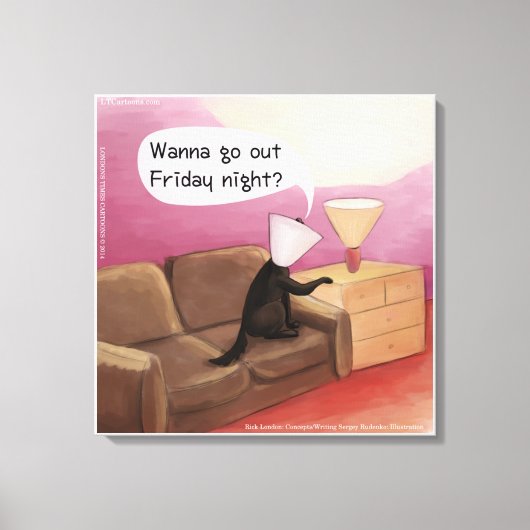 Dog Cone Dating Funny Cartoon Canvas Afdrukken (Voorkant)