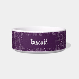Dog Constellation Purple & White Pattern Monogram Voerbakje