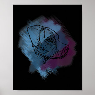 Dog Cross Hatch - Color Line Art Tattoo Poster