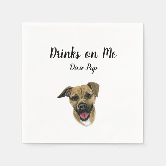 Dog Custom Cocktail Napkin Servet (Voorkant)