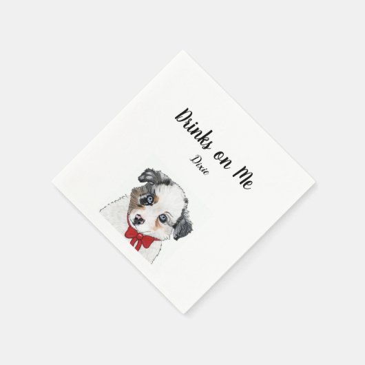 Dog Custom Cocktail Napkin Servet (Hoek)