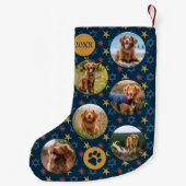 Dog Custom Pet Photo Retro Sterren Patroon Kleine Kerstsok (Achterkant)