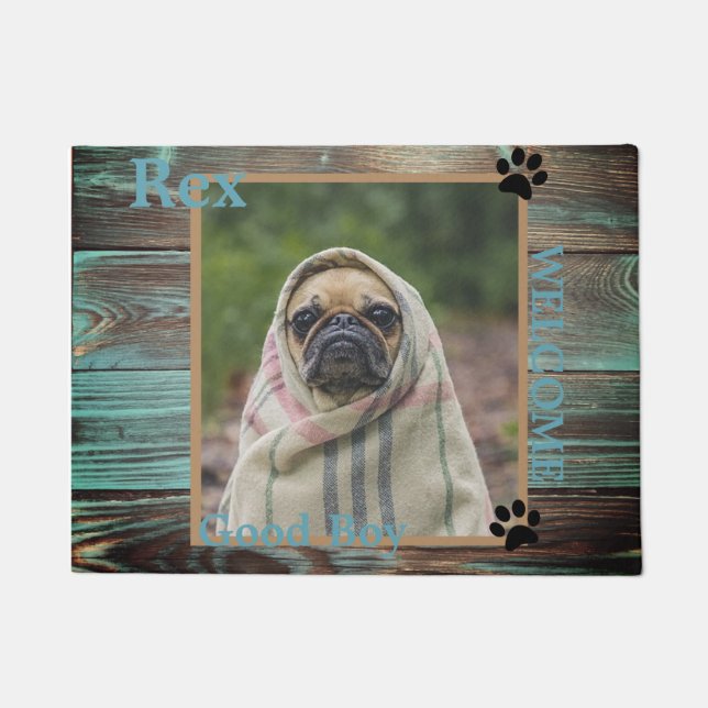 Dog Custom Photo Wood Deurmat (Voorkant)