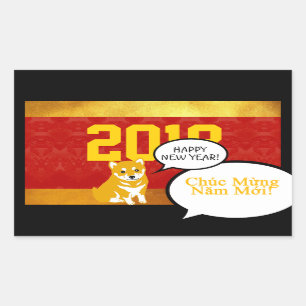 Dog customYear Puppy Vietnamese greTING S Rechthoekige Sticker