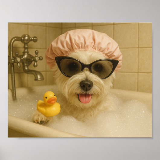 dog cute bathroom decor funny  poster (Voorkant)