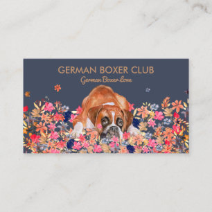 Dog Cute Face Navy Sleepy Boxer Visitekaartje