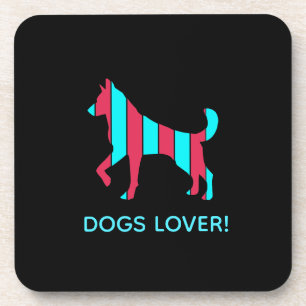 Dog - Cute Pet Pop Art, Blue & Red Abstract Animal Bier Onderzetter