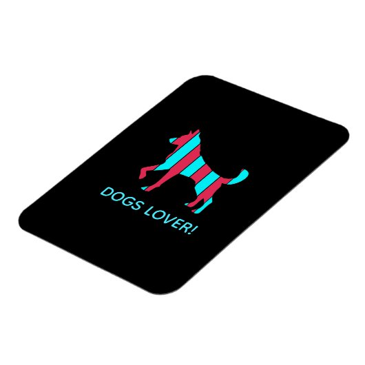 Dog - Cute Pet Pop Art, Blue & Red Abstract Animal Magneet (Linkerzijde)