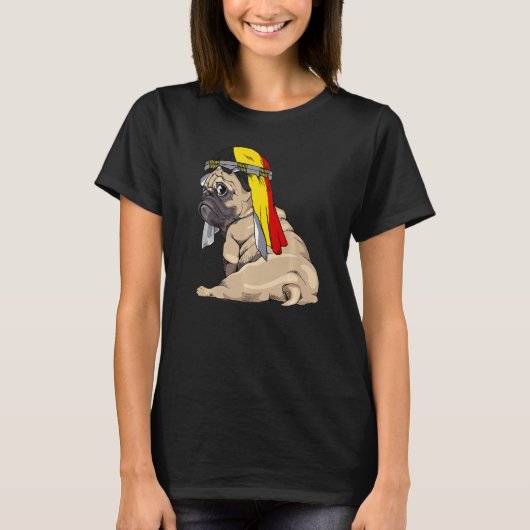 Dog Cute Pug Retro Belgium Flag Pride T-shirt (Voorkant)