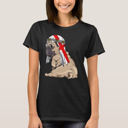 Dog  Cute Pug Retro England Flag Pride T-shirt (Voorkant)