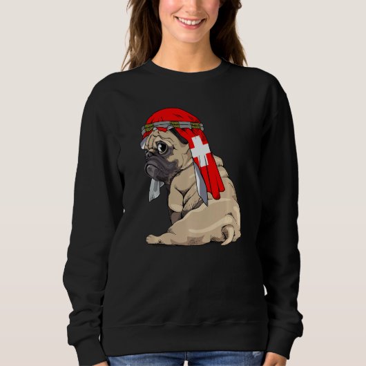 Dog Cute Pug Retro Switzerland Flag Pride Trui (Voorkant)