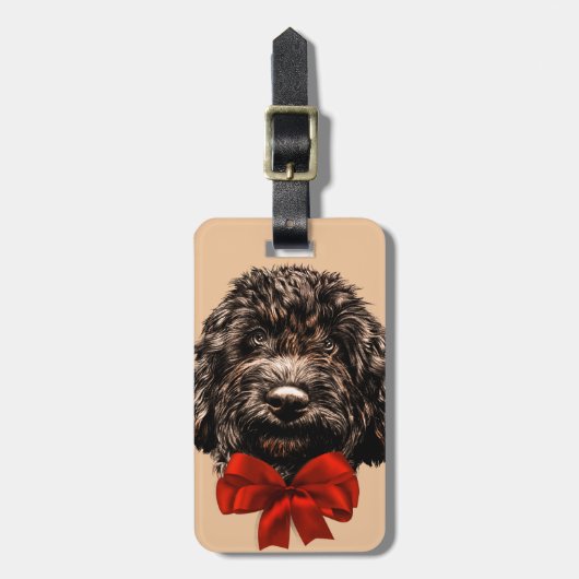 Dog Cute  Puppy Pet met Rode Bow Bagagelabel (Voorkant verticaal)