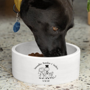 Dog Cute Wedding Couple Persoonlijke namen Voerbakje