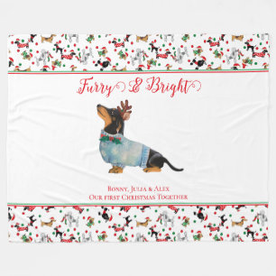Dog Dachshund Rendier Pet Christmas Furry Bright Fleece Deken