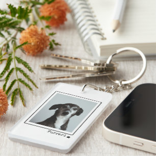 Dog Dad Minimalistische Typografie Aangepaste Foto Sleutelhanger