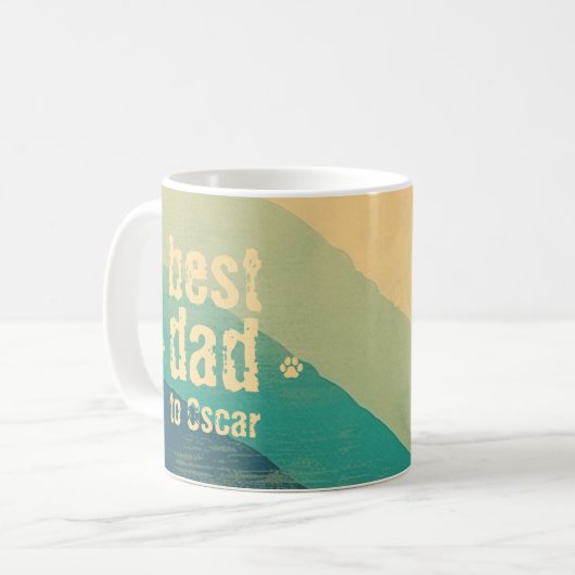 Dog Dad Retro Groovy gepersonaliseerd Koffiemok (Voorkant links)