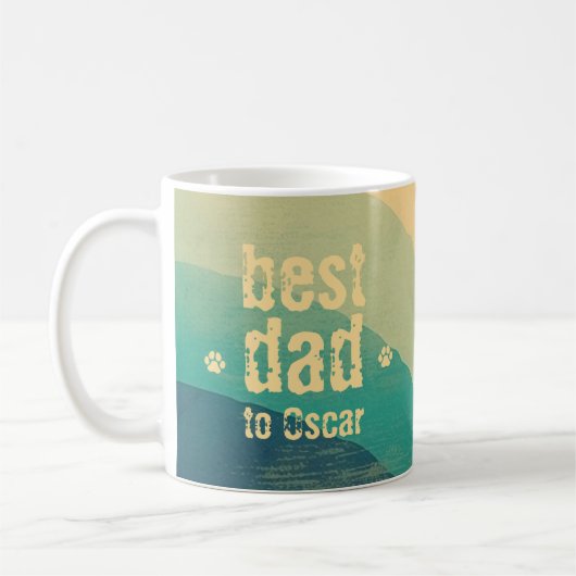 Dog Dad Retro Groovy gepersonaliseerd Koffiemok (Links)