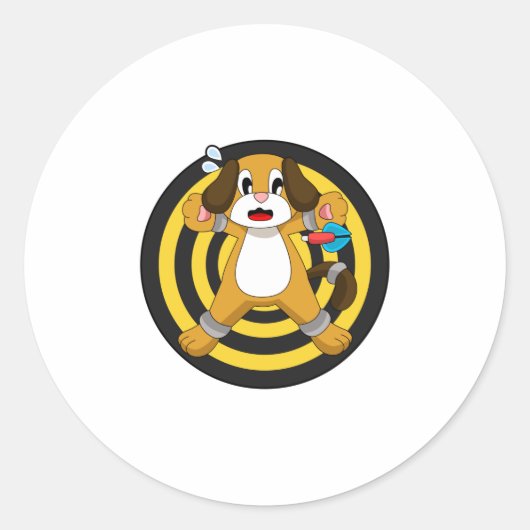 Dog Darts Dart Dartboard Ronde Sticker (Voorkant)