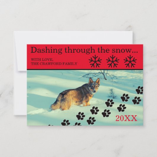 Dog Dashing through the Snow - Kerstmis Kaart (Voorkant)