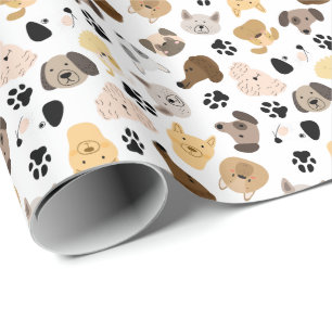 Dog Days - Hondenrassen en hond Paws Pattern Cadeaupapier