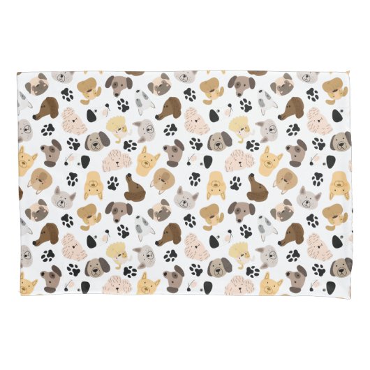 Dog Days - Hondenrassen en hond Paws Pattern Kussensloop (Voorkant)
