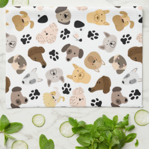 Dog Days - Hondenrassen en hond Paws Pattern Theedoek