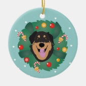 Dog Decorated Kerstmis Wreath Keramisch Ornament (Voorkant)