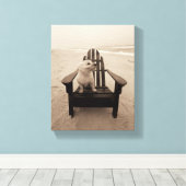 Dog die de strand aanpast canvas afdruk (Insitu (Houten vloer))