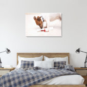 Dog die een diploma uitzoekt canvas afdruk (Insitu (Slaapkamer))