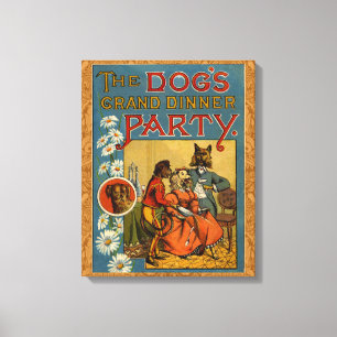 Dog Dinner Party hondenafbeelding Canvas Afdruk