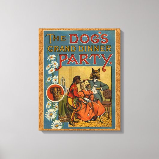Dog Dinner Party  hondenafbeelding Canvas Afdruk (Voorkant)
