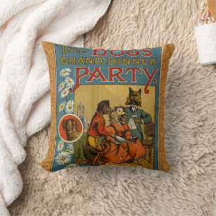 Dog Dinner Party  hondenafbeelding Kussen