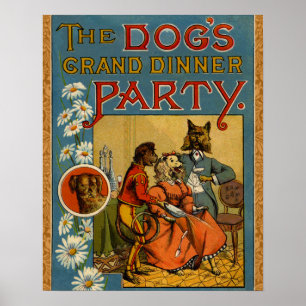 Dog Dinner Party  hondenafbeelding Poster
