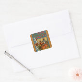 Dog Dinner Party  hondenafbeelding Vierkante Sticker (Envelop)