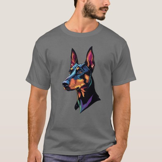 Dog Doberman Kleurrijk T-shirt (Voorkant)