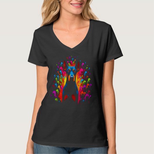 Dog Doberman Pinscher Abstract Art T-shirt (Voorkant)