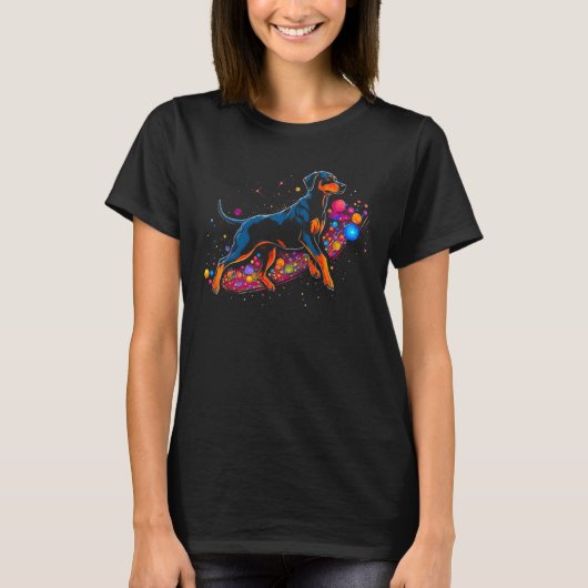 Dog Doberman Pinscher in Space Science T-shirt (Voorkant)