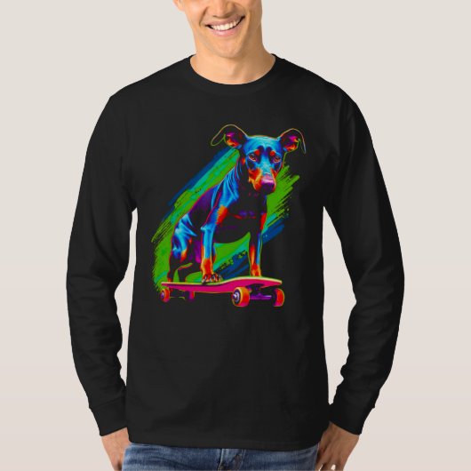 Dog Doberman Pinscher Skateboard T-shirt (Voorkant)