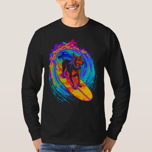 Dog Doberman Pinscher Surfing T-shirt (Voorkant)