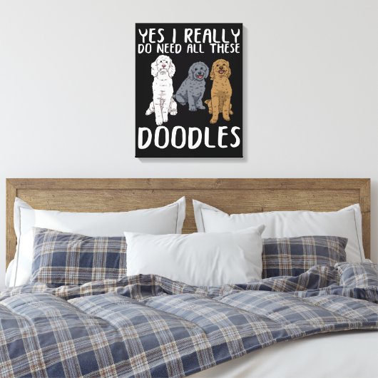 Dog Doodle Ma geeft pap Labradoodle Doodle Canvas Afdruk (Insitu (Slaapkamer))