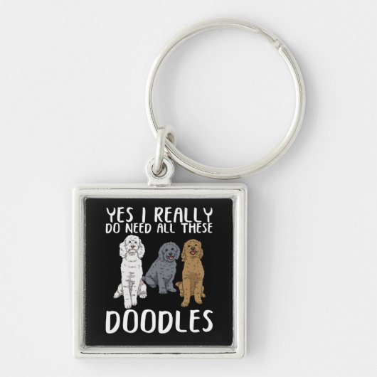 Dog Doodle Ma geeft pap Labradoodle Doodle Sleutelhanger (Voorkant)