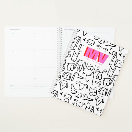 Dog Doodles | Gepersonaliseerde Monogram Planner (Display)