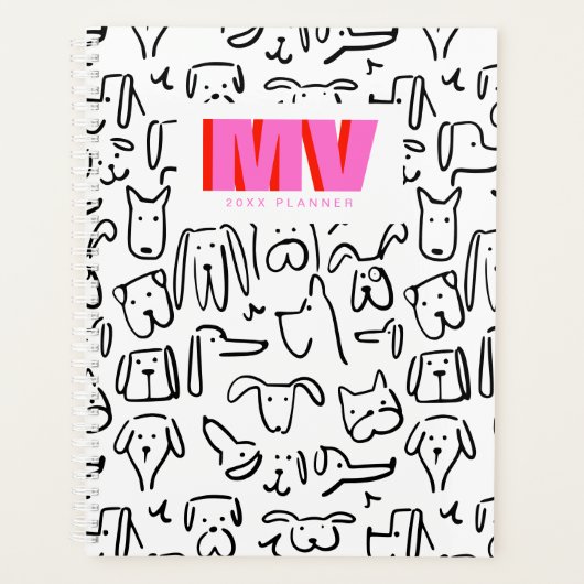 Dog Doodles | Gepersonaliseerde Monogram Planner (Voorkant)