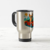 Dog Driving Red Car Cartoon Travel Mug (Devant gauche)